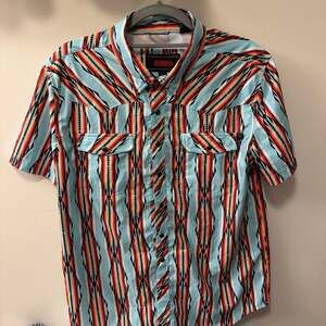 Rock & Roll Denim Men's Tek Southwestern Striped Short Sleeve Snap Western Shirt